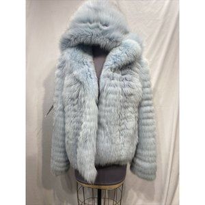 baby blue fox jacket horizontal design W/ Hood (93000)